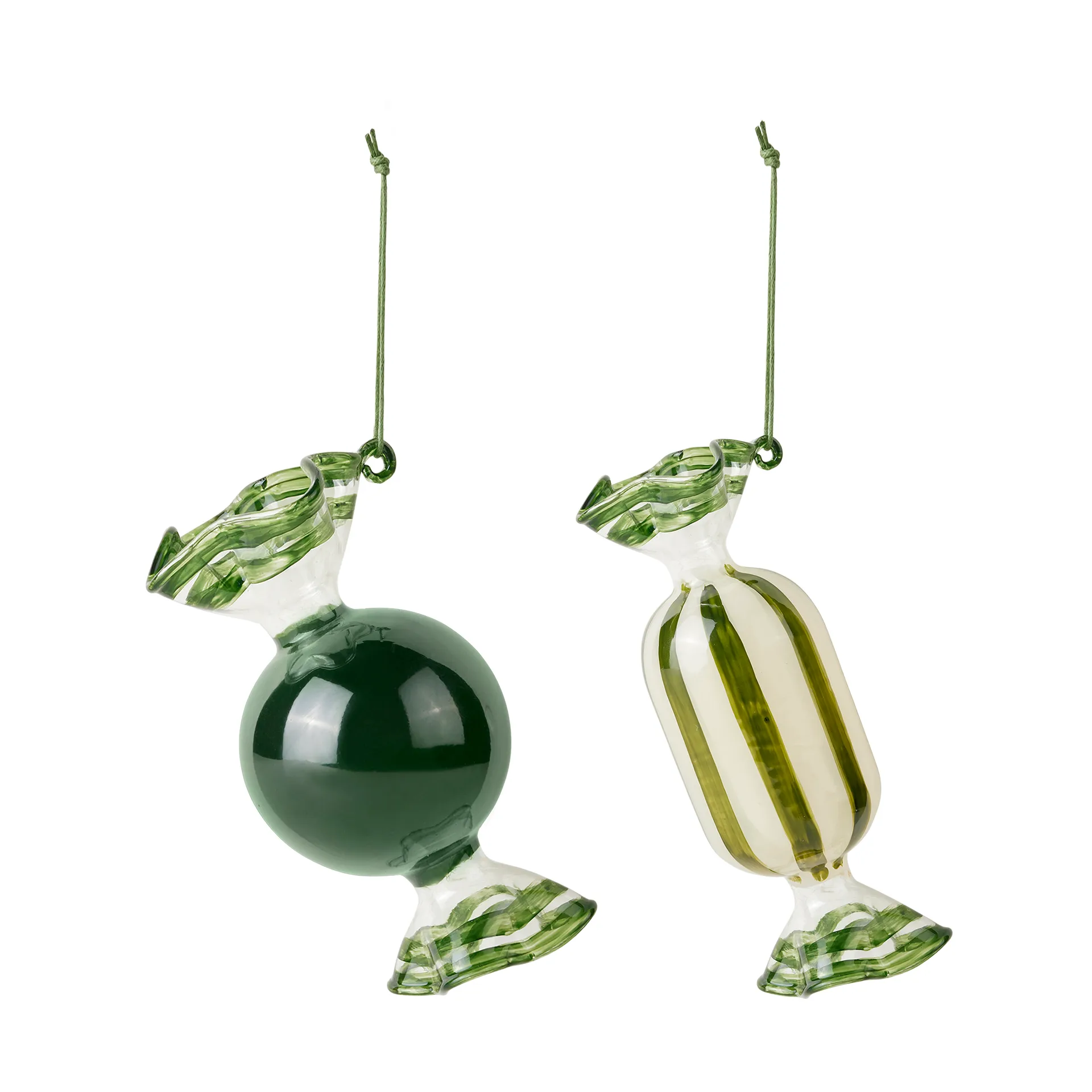 Candy Christmas tree pendant glass 2 pieces, Forest green Broste Copenhagen