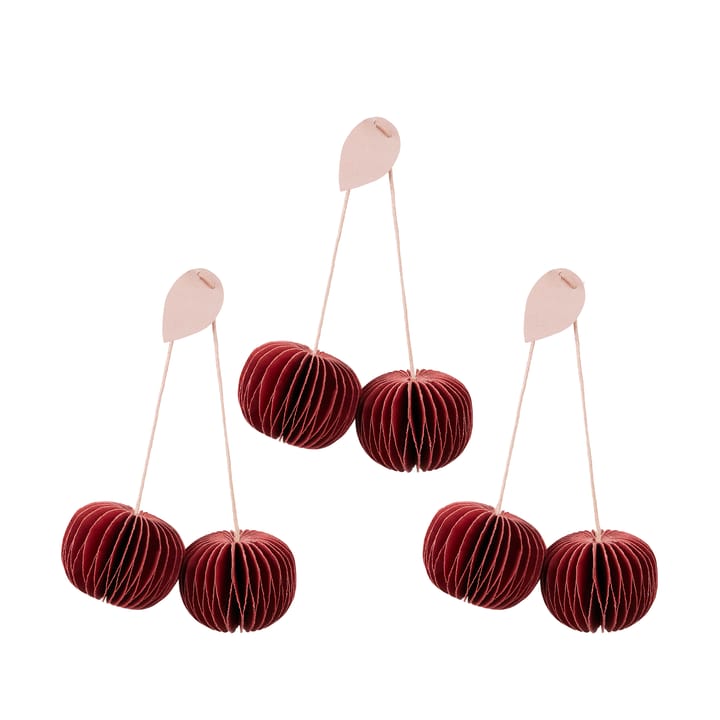 Cherry hanging decorations 3 pieces - Pompeian red - Broste Copenhagen