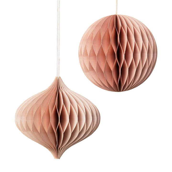 Christmas mix Christmas bauble 2 pieces Dusty pink - undefined - Broste Copenhagen