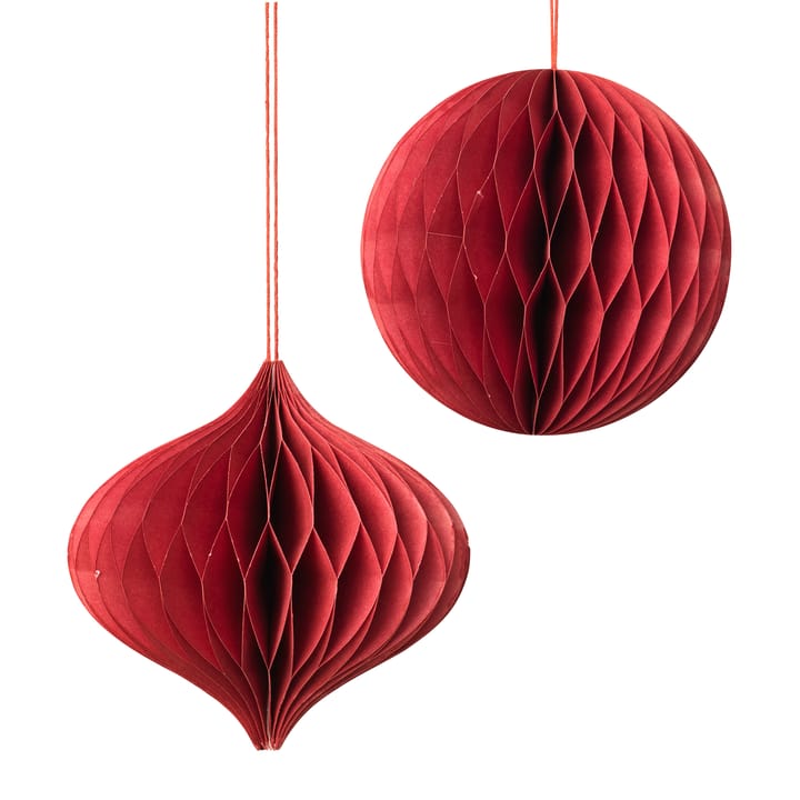 Christmas mix Christmas bauble 2 pieces Pompeian red - undefined - Broste Copenhagen
