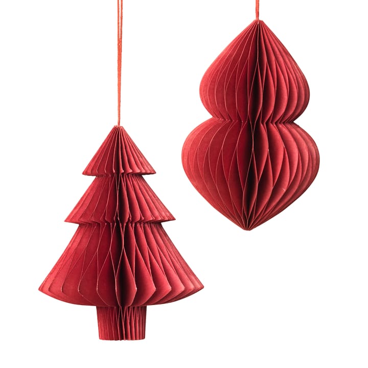 Christmas mix Tree Christmas bauble 2 pieces pompeian red - undefined - Broste Copenhagen