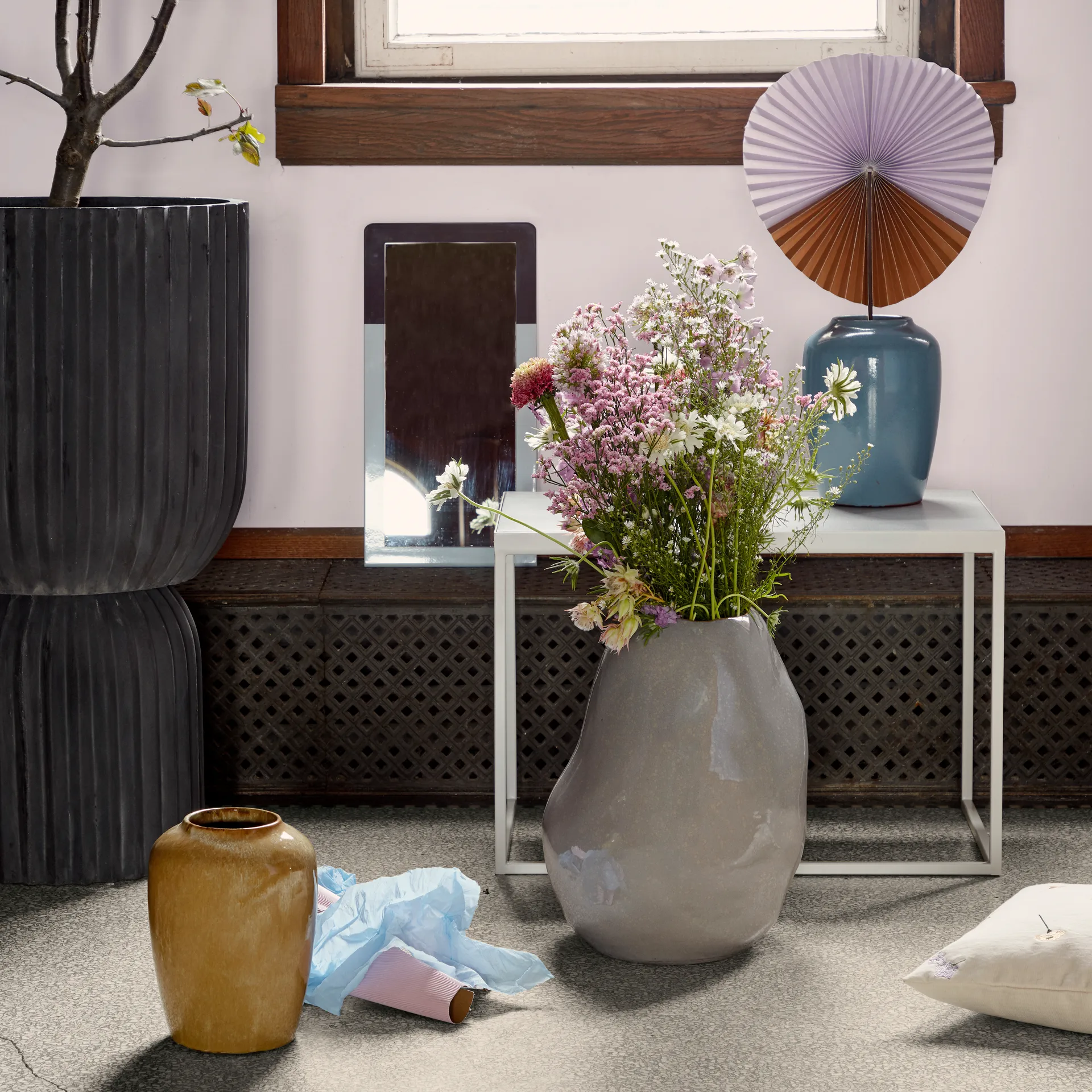 Cph Curve ceramic vase 24.5 cm, dark yellow Broste Copenhagen