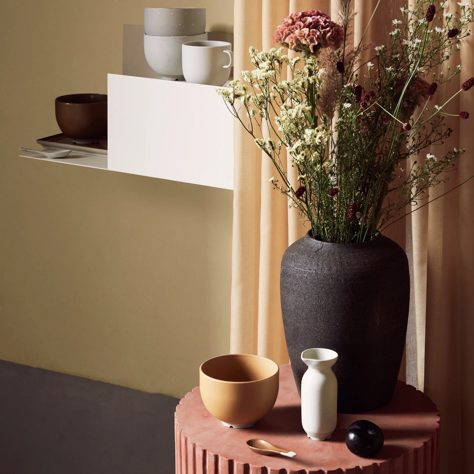 Cph Curve ceramic vase 24.5 cm, raw brown Broste Copenhagen