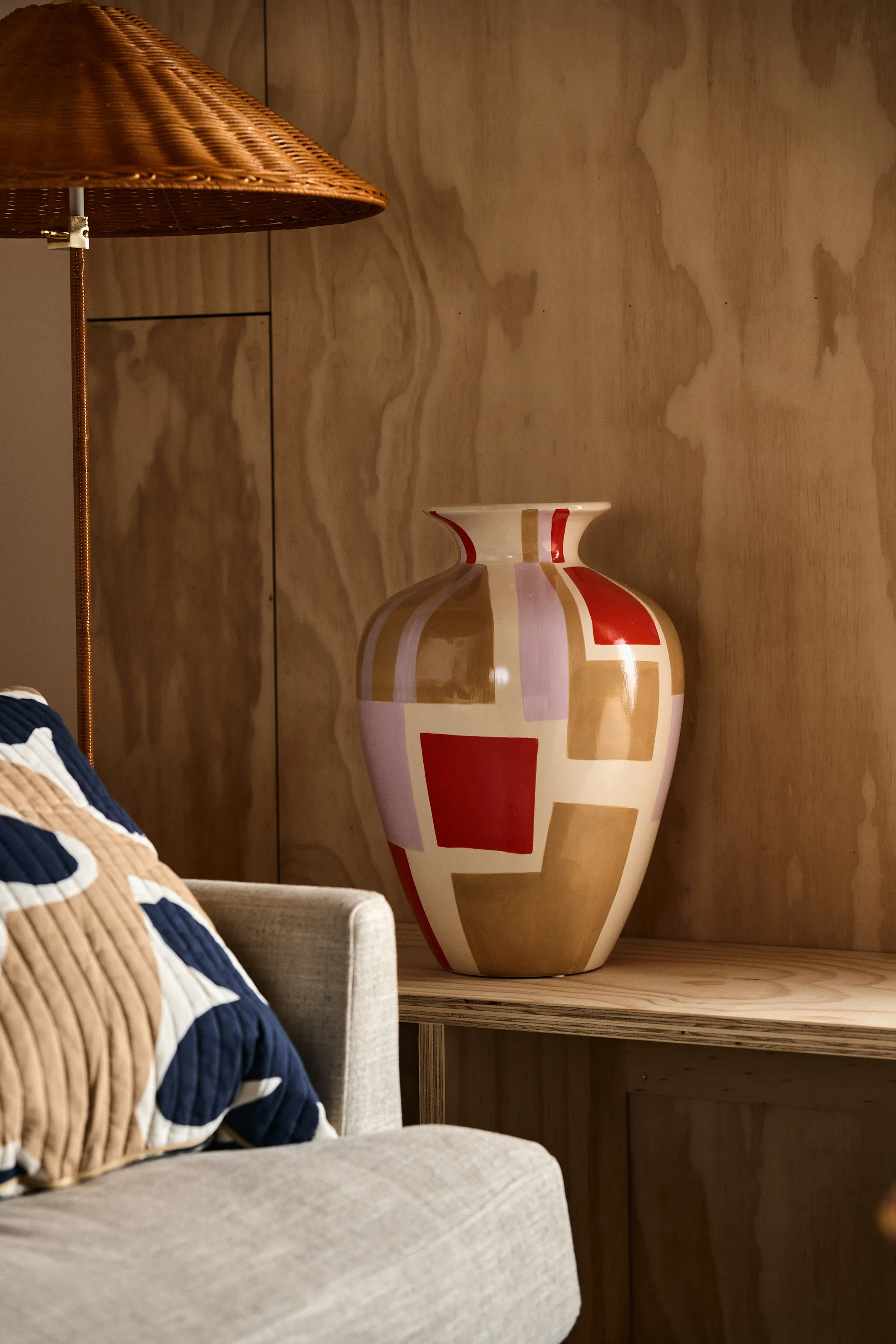 Dana vase 50 cm, Off white-orange-purple-grey Broste Copenhagen