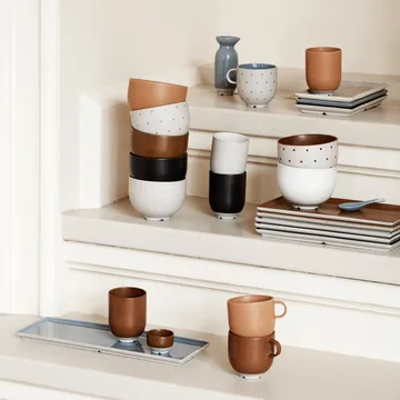 Eli mug 20 cl - matte soft light grey dots - Broste Copenhagen