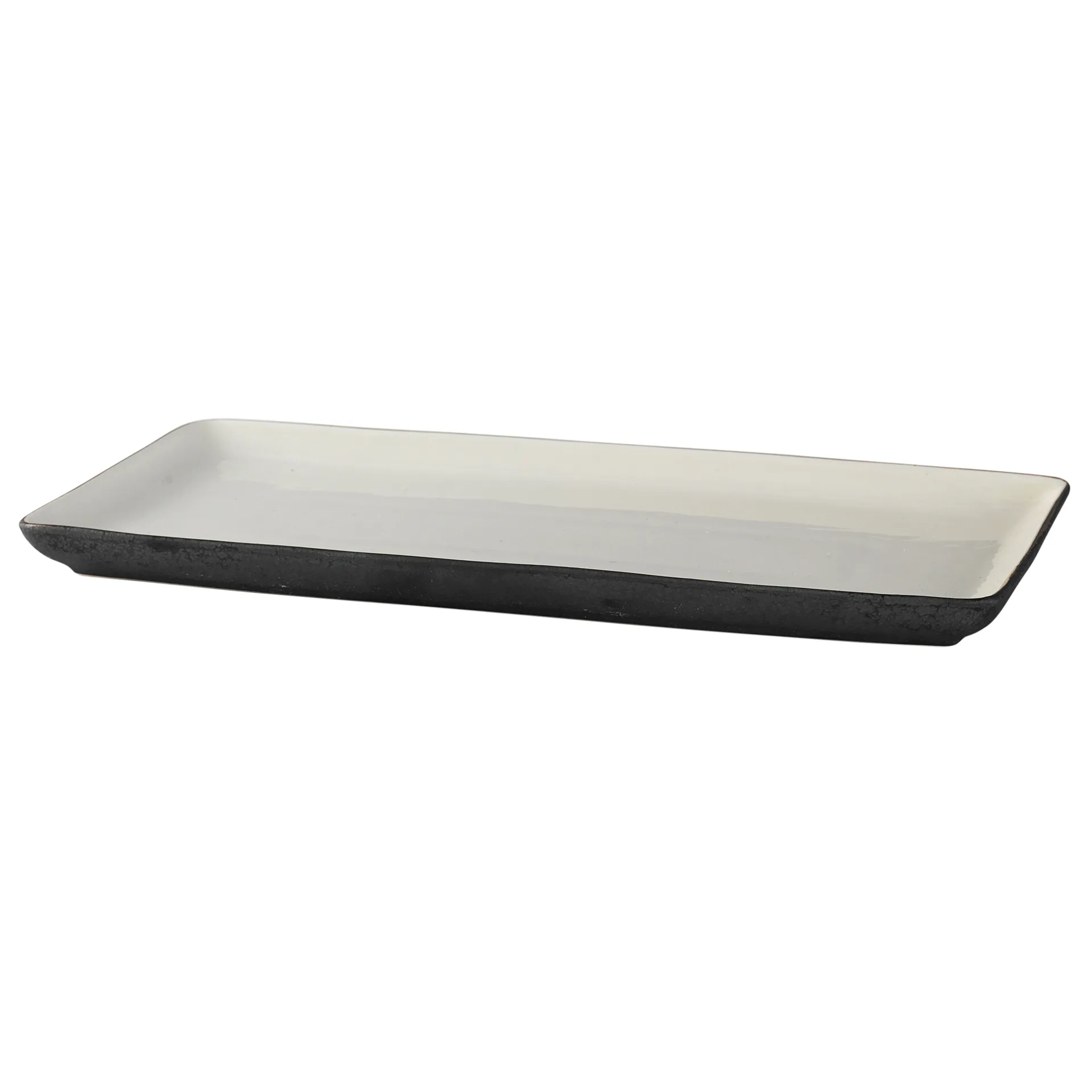 Esrum plate 18x36 cm, white-grey Broste Copenhagen