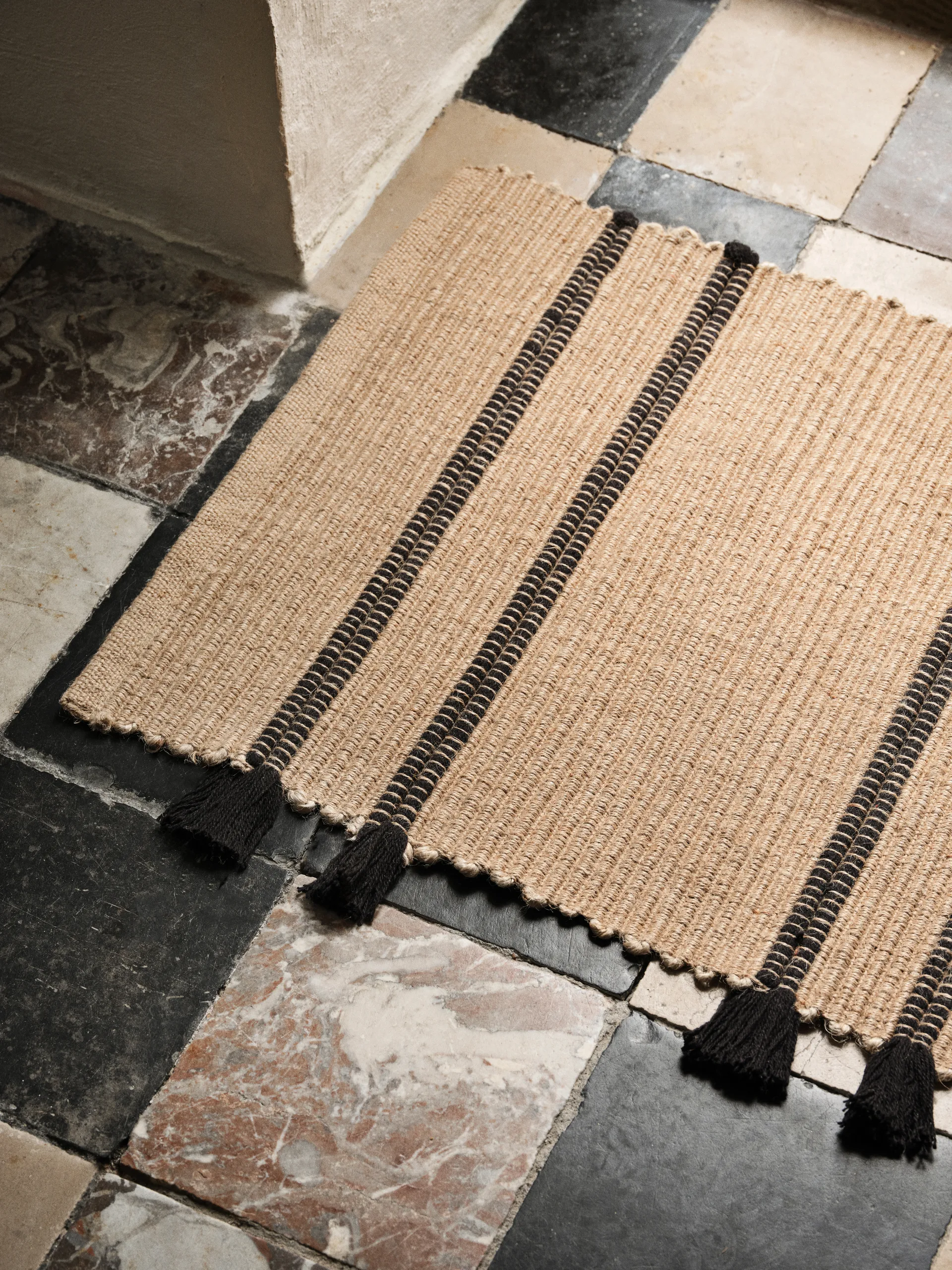 Ezra door mat 50x70 cm, Natural-black Broste Copenhagen