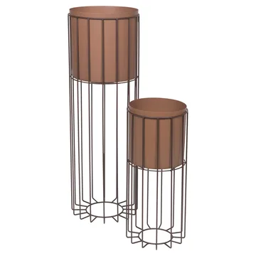 Fenja flower pot with stand 2 parts - rustic brown - Broste Copenhagen