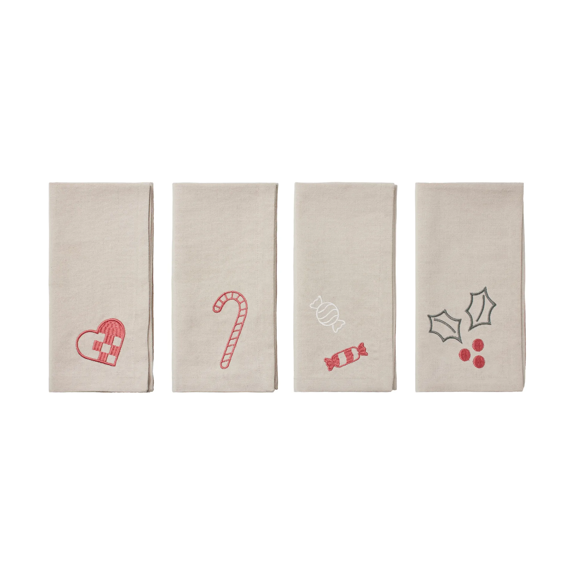 Fryd fabric napkins 45x45 cm 4 pieces, Light warm grey-red Broste Copenhagen