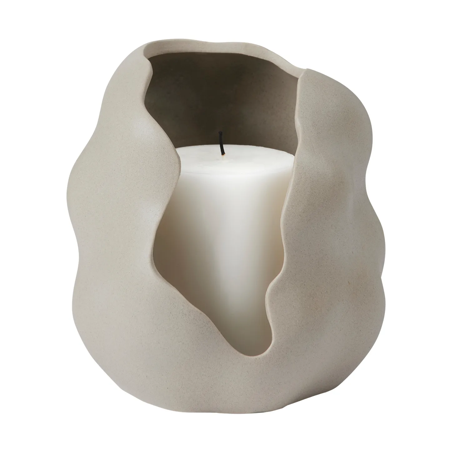 Hekla Hurricane tealight holder Ø16 cm, Dove grey Broste Copenhagen