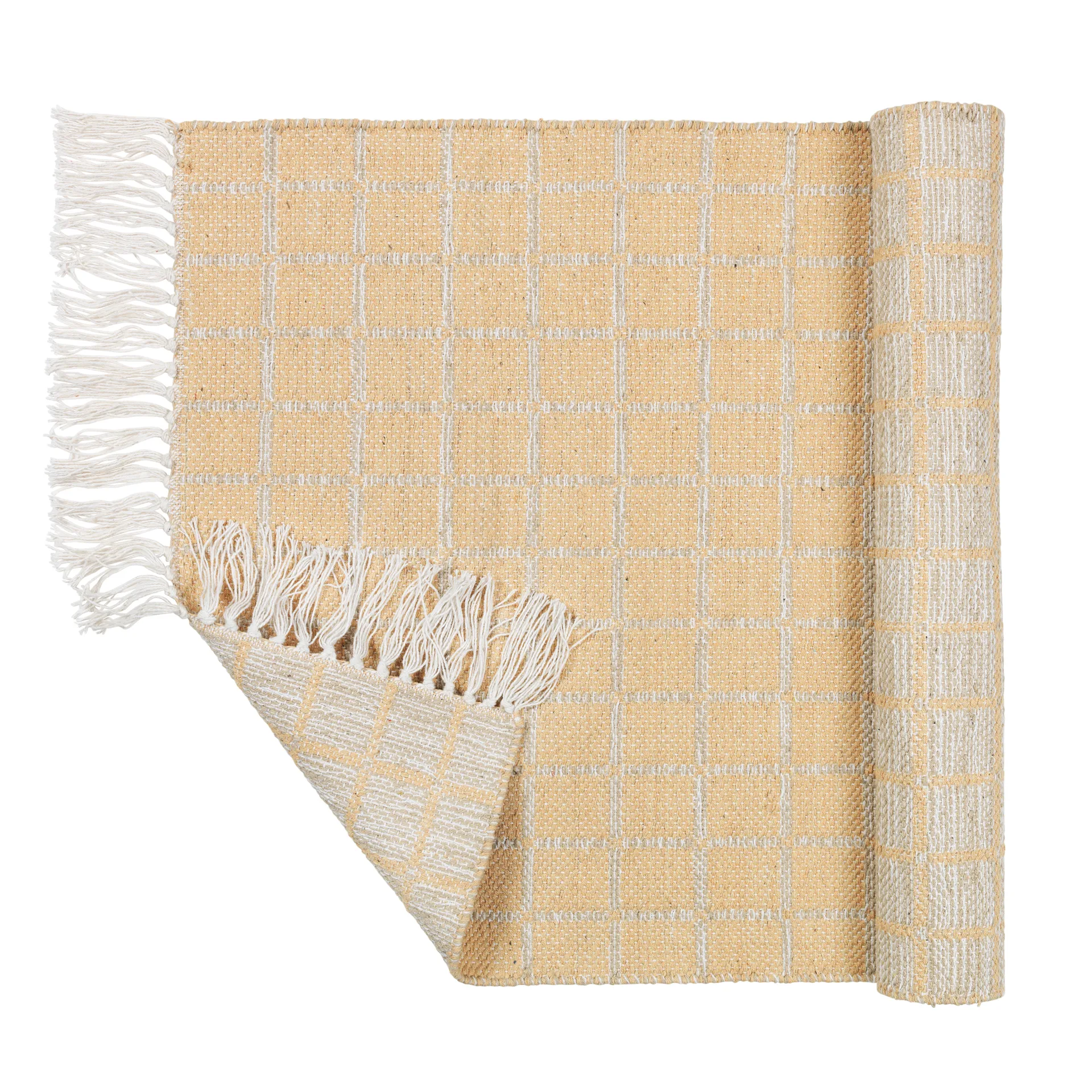 Henny cotton rug 140x200 cm, Light grey-yellow Broste Copenhagen