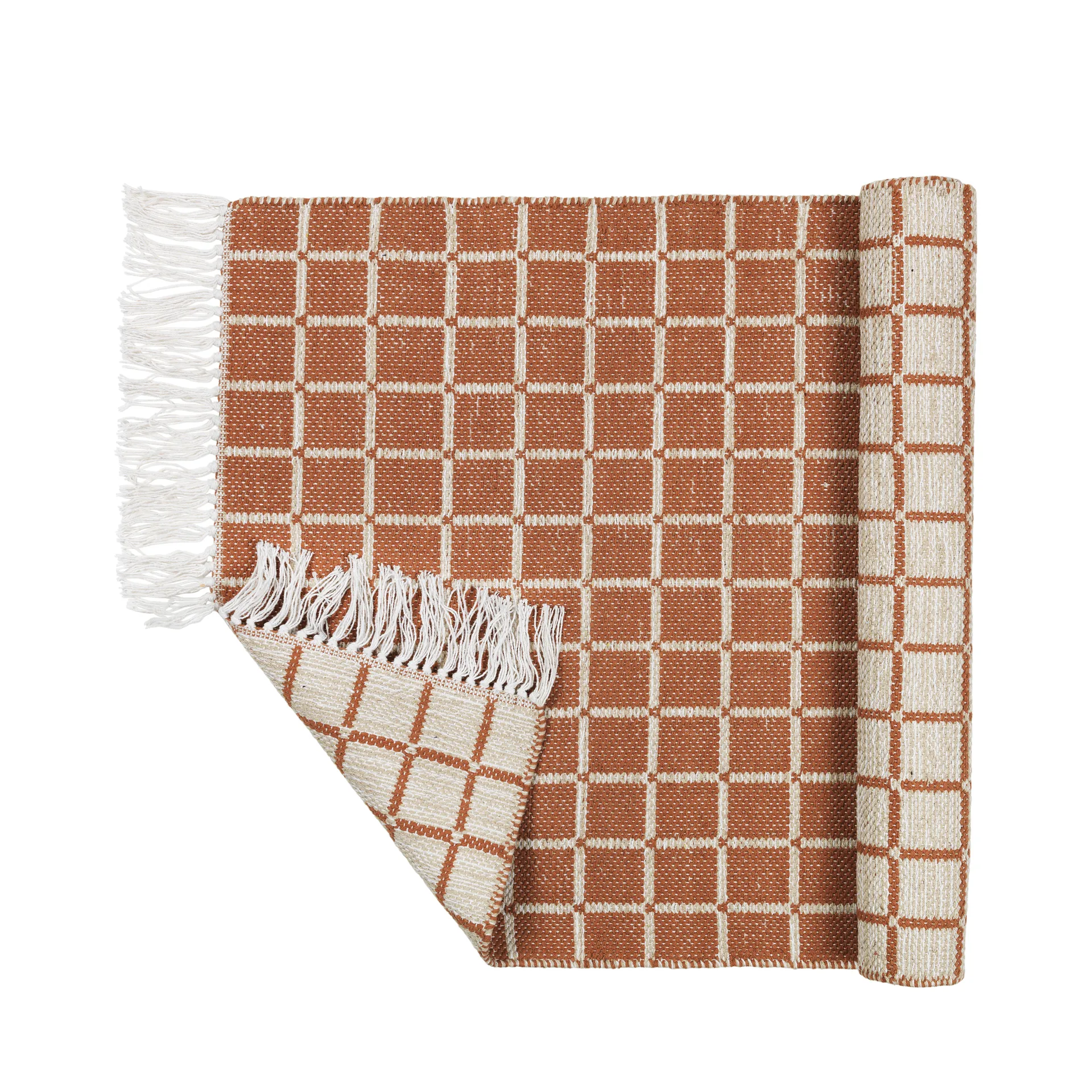 Henny cotton rug 70x140 cm, Light grey-rustic brown Broste Copenhagen