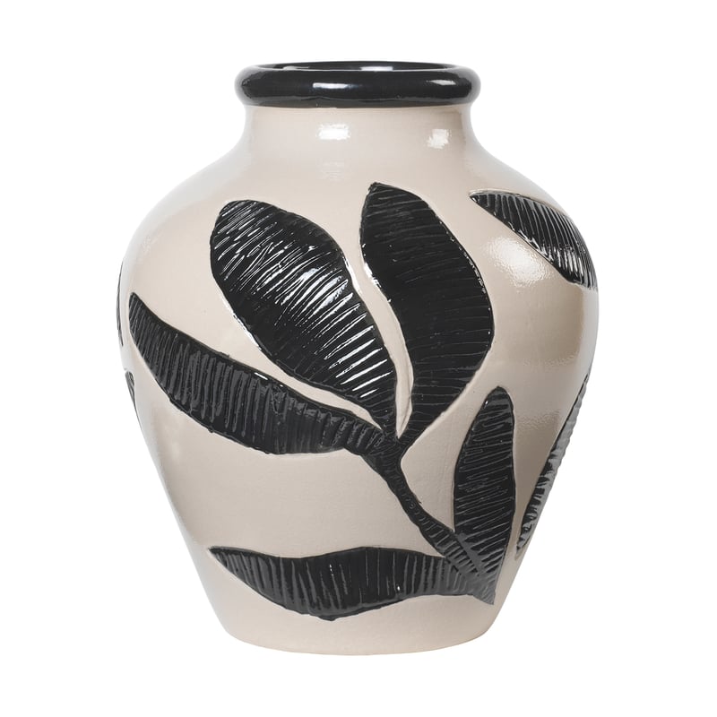Broste Copenhagen Herbert vase 30 cm Black-rainy day green
