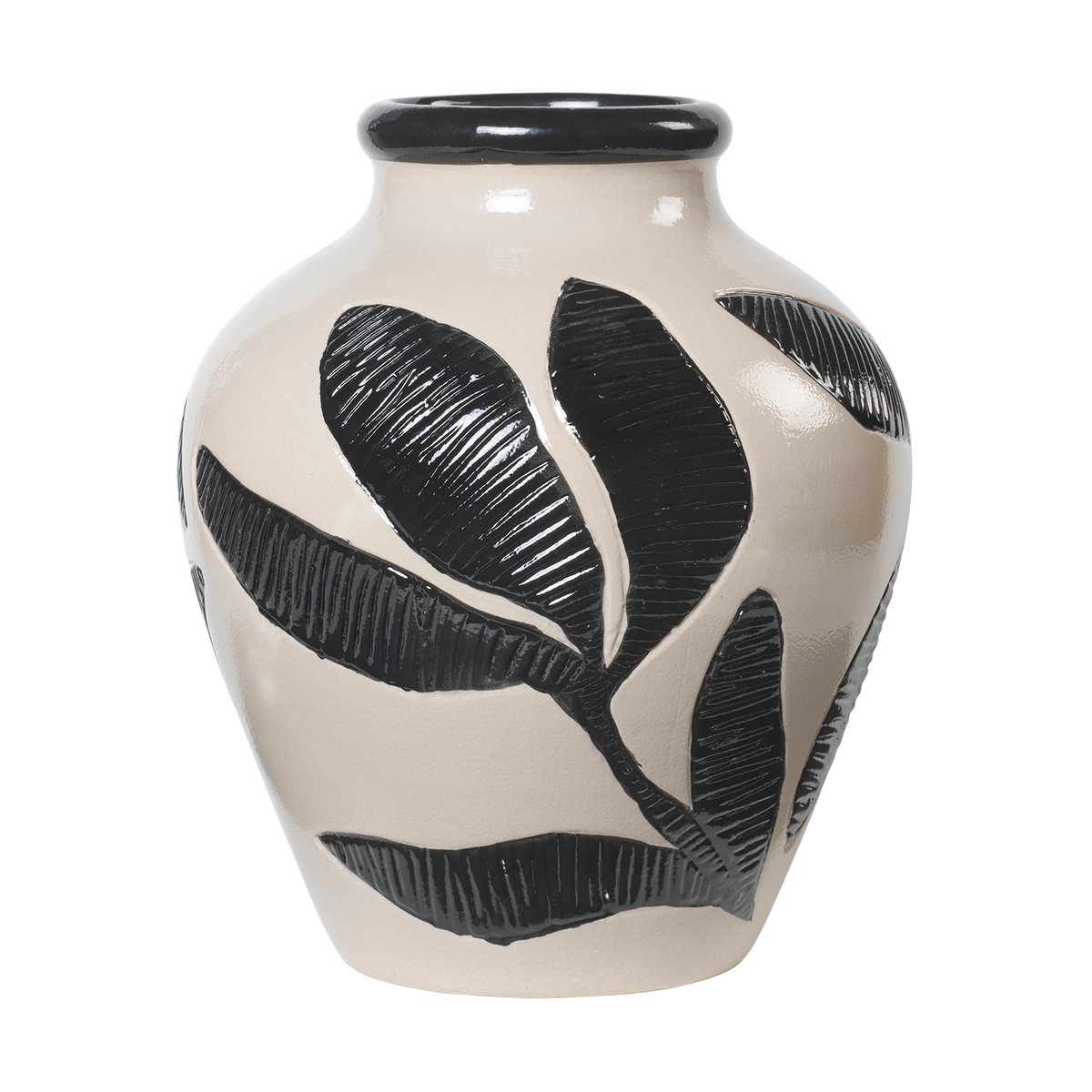 Broste Copenhagen Herbert vase 30 cm Black-rainy day green