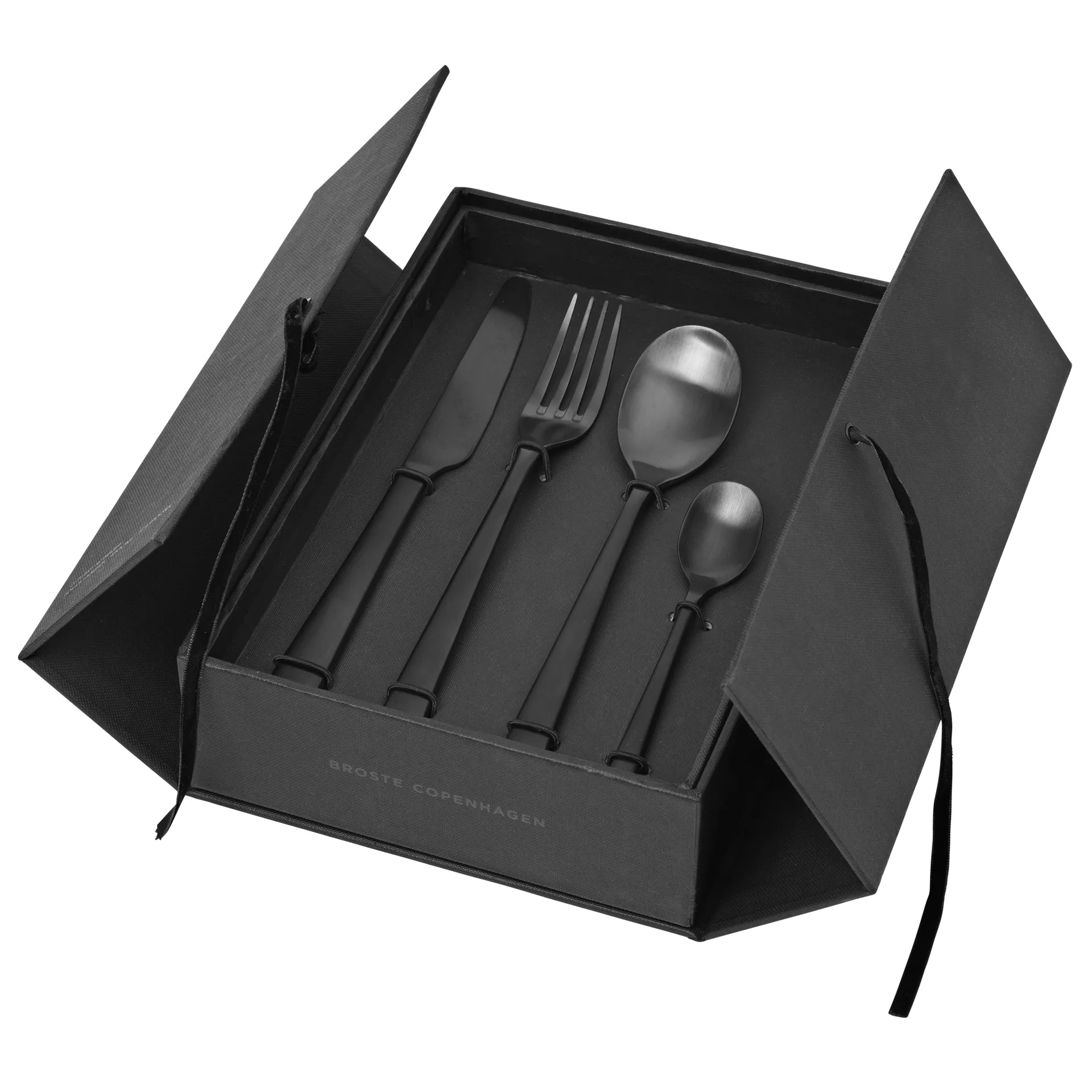 Hune cutlery 4 pieces, Titanium matte black Broste Copenhagen