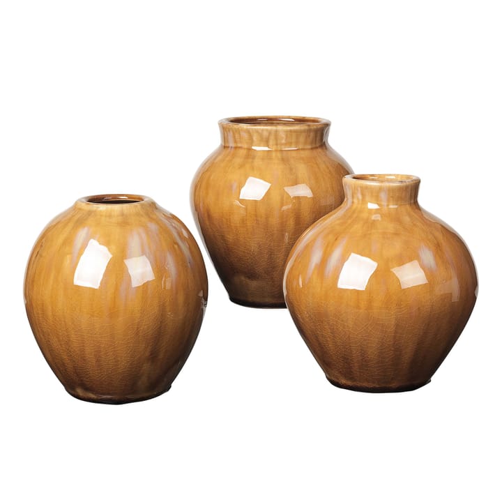 Ingrid ceramic vase 14.5 cm 3-pack - apple cinnamon - Broste Copenhagen