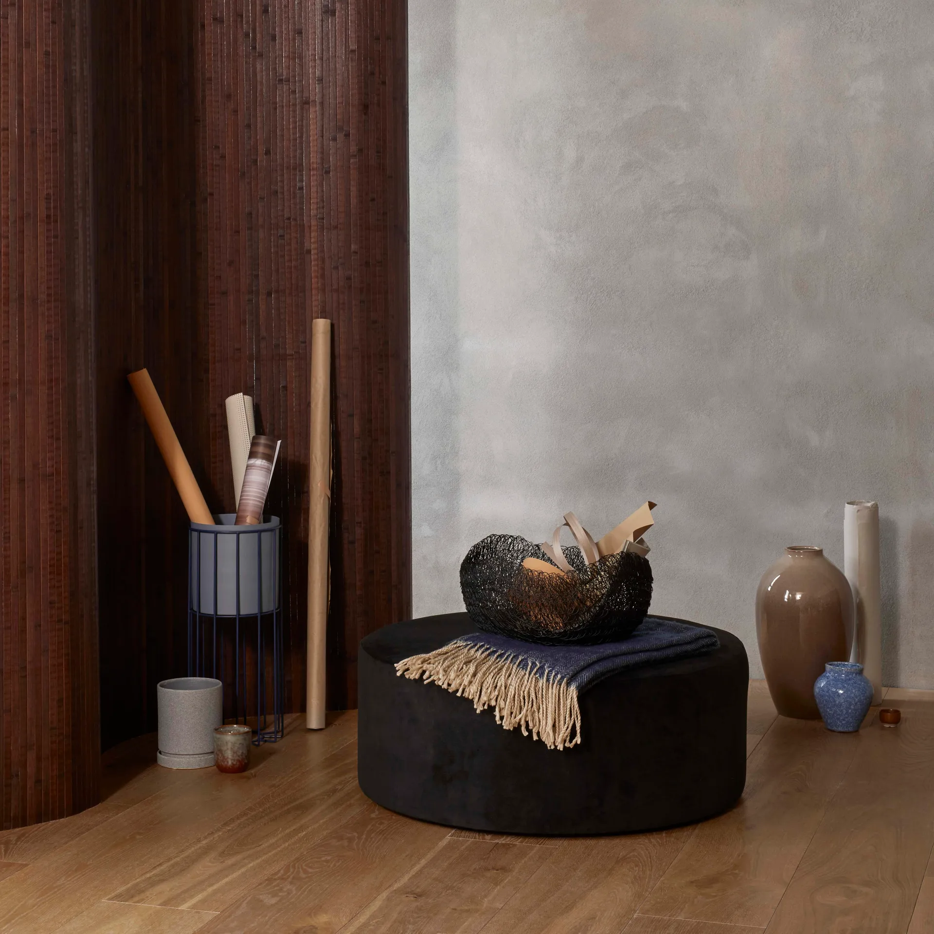 Ingrid ceramic vase 14.5 cm 3-pack, insignia blue-white Broste Copenhagen