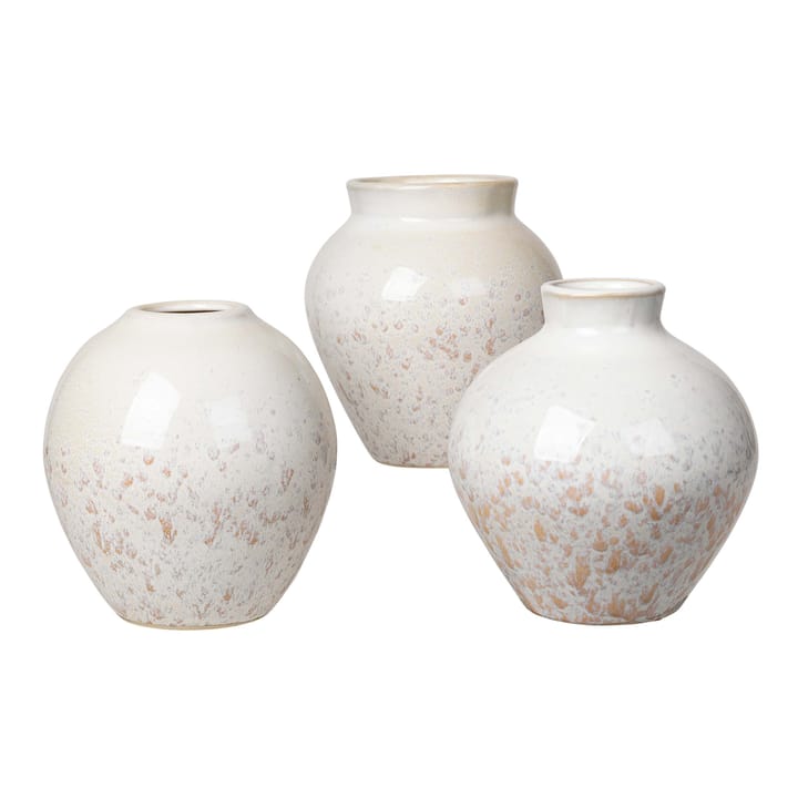 Ingrid ceramic vase 14.5 cm 3-pack - rainy day-indian tan - Broste Copenhagen