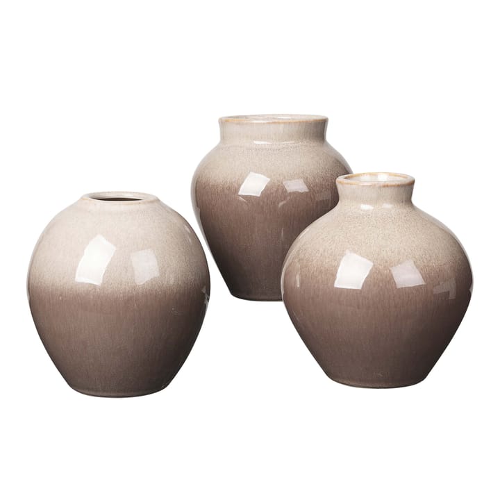 Ingrid ceramic vase 14.5 cm 3-pack - simple taupe-brown - Broste Copenhagen