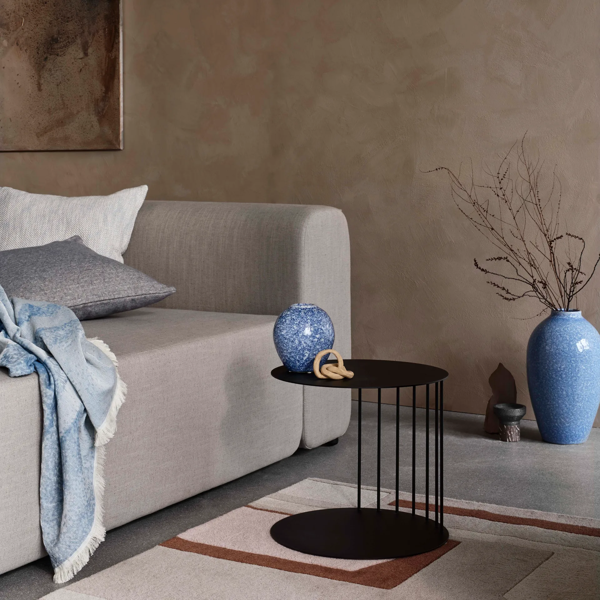 Ingrid ceramic vase 25.5 cm, insignia blue-white Broste Copenhagen