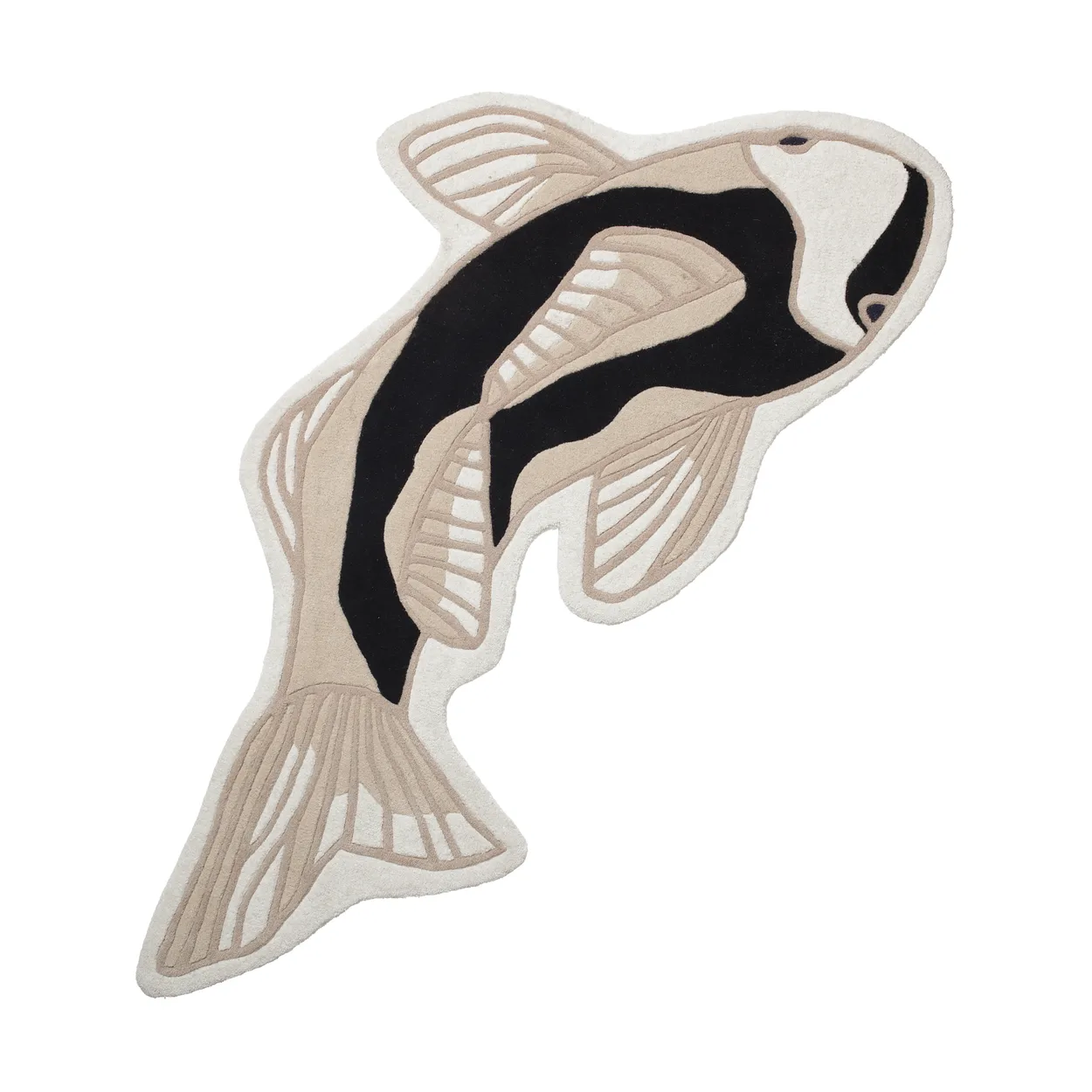 Broste Copenhagen Koi rug 97x130 cm Black-beige | Scandinavian Design | Wool rugs | Black