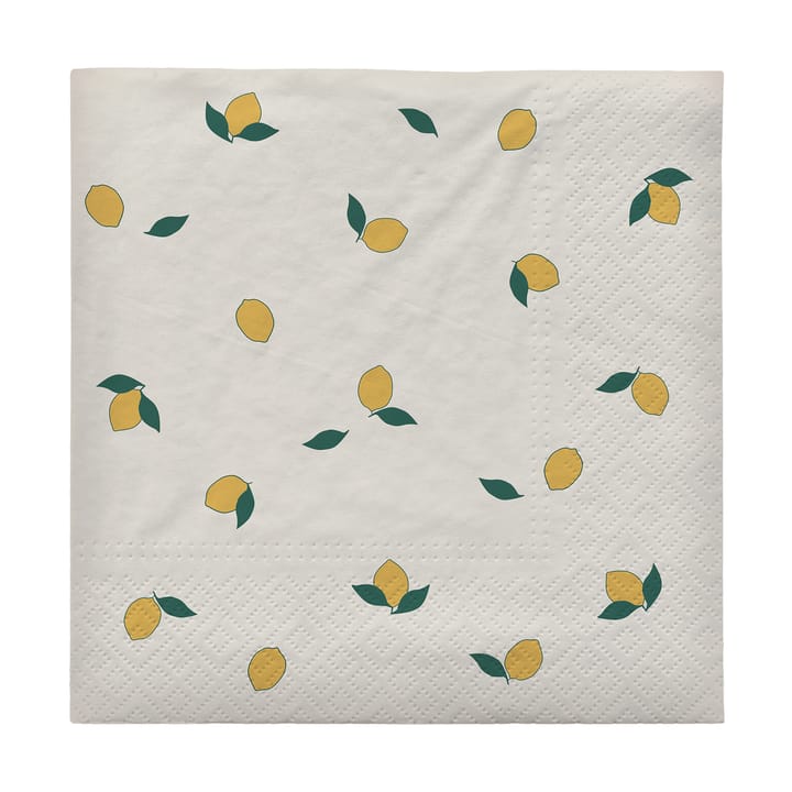 Lemon napkin 33x33 cm 20-pack - Off-white yellow - Broste Copenhagen