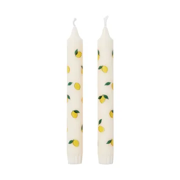 Lemon taper candles 2-pack - White-yellow - Broste Copenhagen