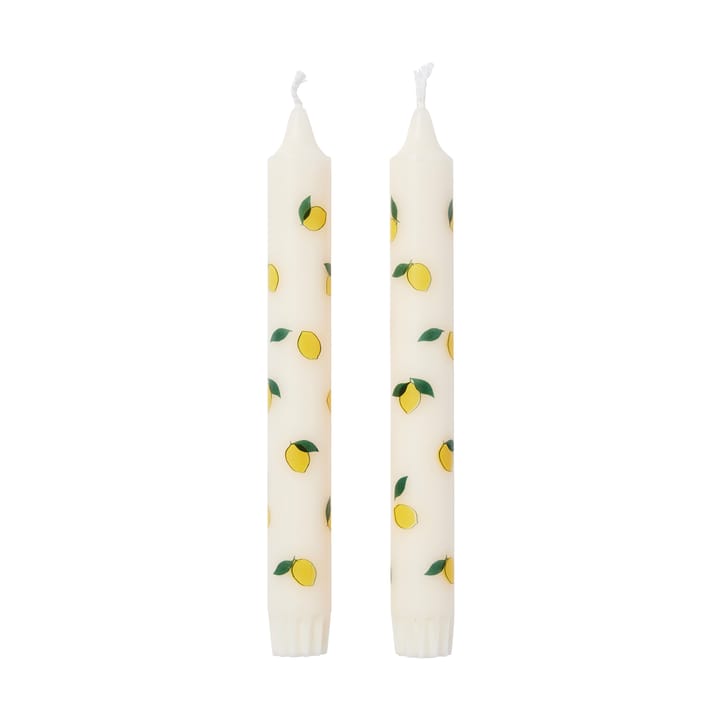 Lemon taper candles 2-pack - White-yellow - Broste Copenhagen