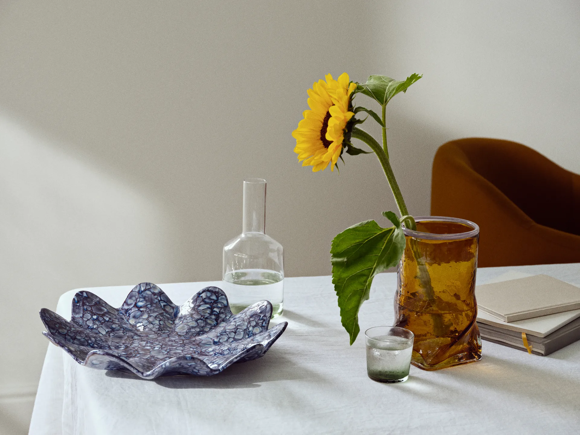 Lilja decorative saucer Ø38 cm, Intense blue-white Broste Copenhagen