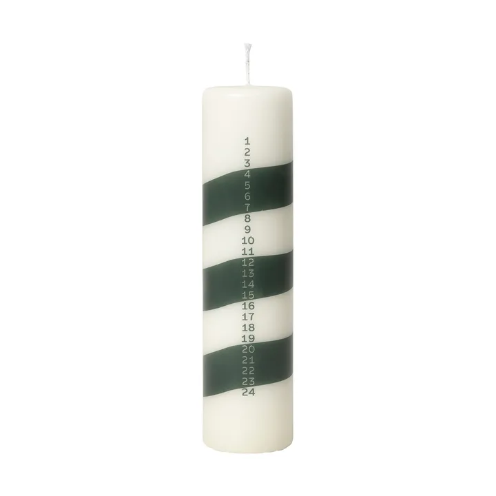 Linea advent candle - Off White-Dark Green - Broste Copenhagen