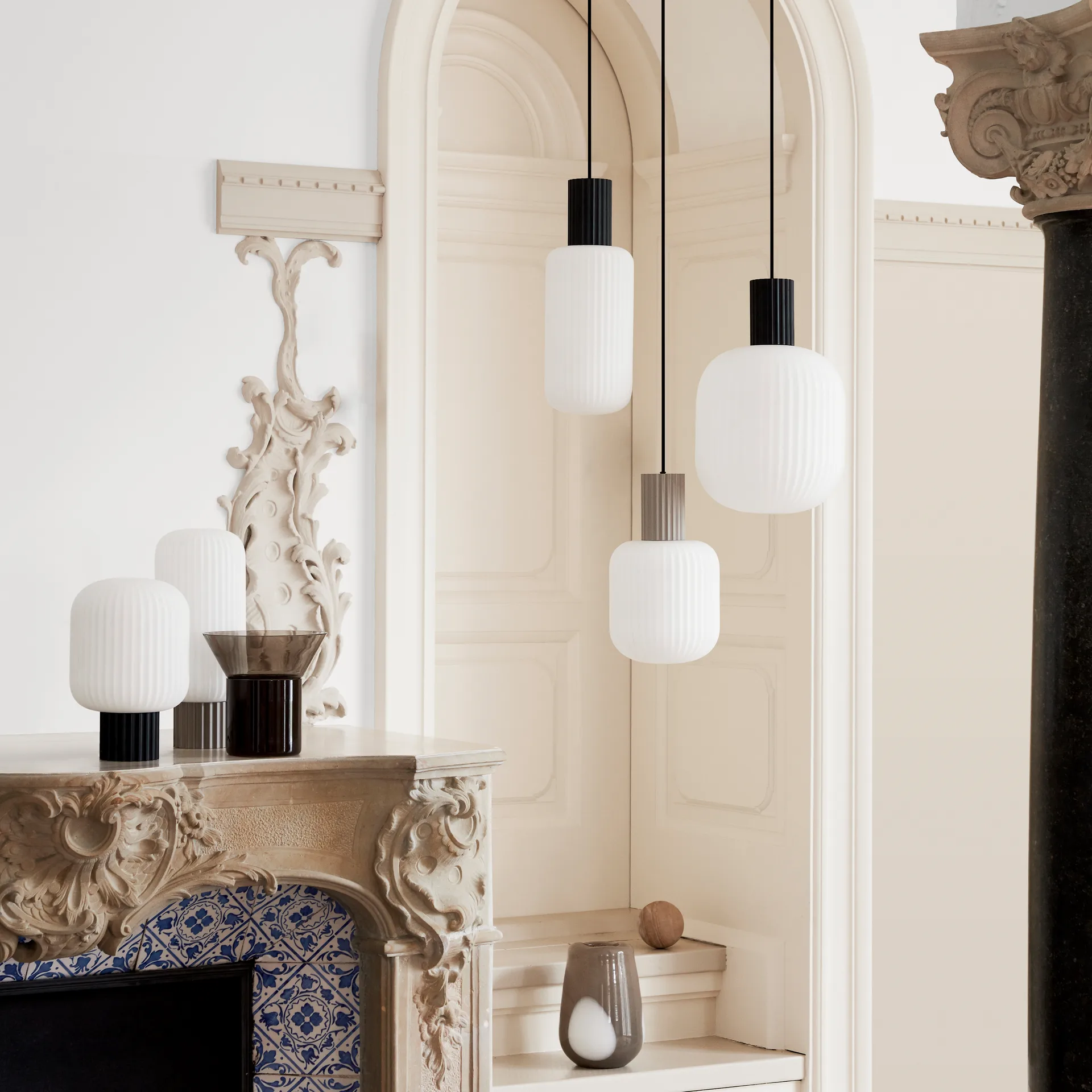 Lolly pendant lamp, black and white-Ø16 cm Broste Copenhagen