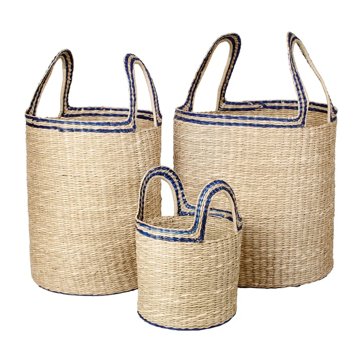 Lykke basket 3 pieces, Natural-blue Broste Copenhagen