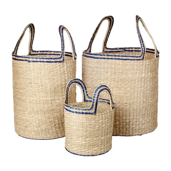 Lykke basket 3 pieces - Natural-blue - Broste Copenhagen