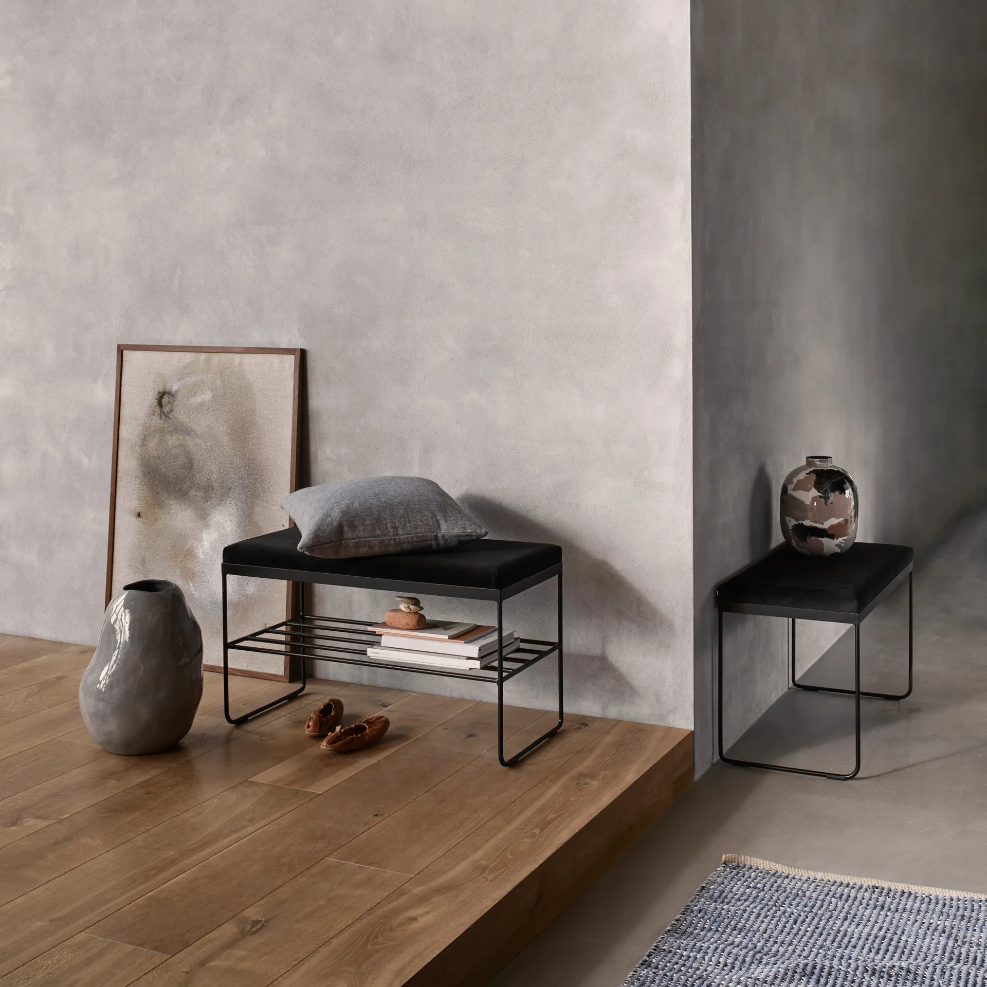 Magda cotton rug 80x250 cm, Flint stone blue Broste Copenhagen