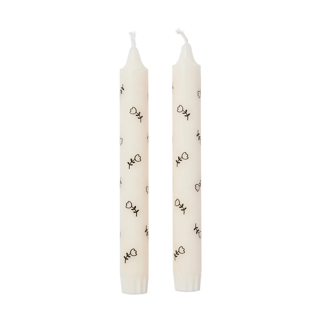Broste Copenhagen Mai taper candles 2-pack White-black