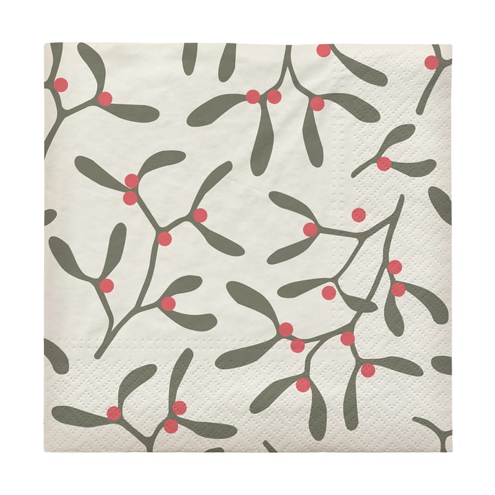 Mistletoe paper napkin 33x33 cm 20-pack - Pompeian Red - Broste Copenhagen