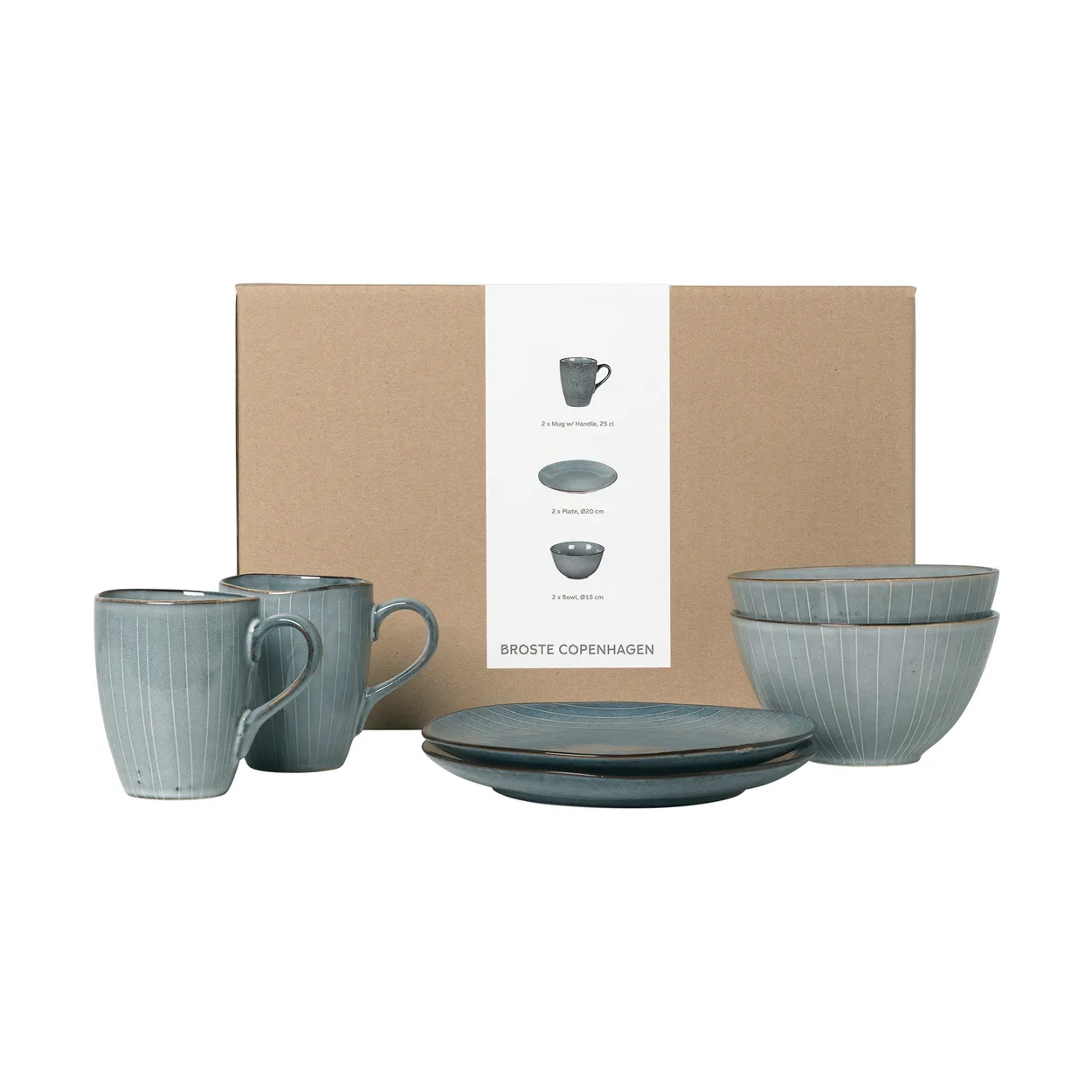 Broste Copenhagen Nordic Sea breakfast set for two 6 pieces
