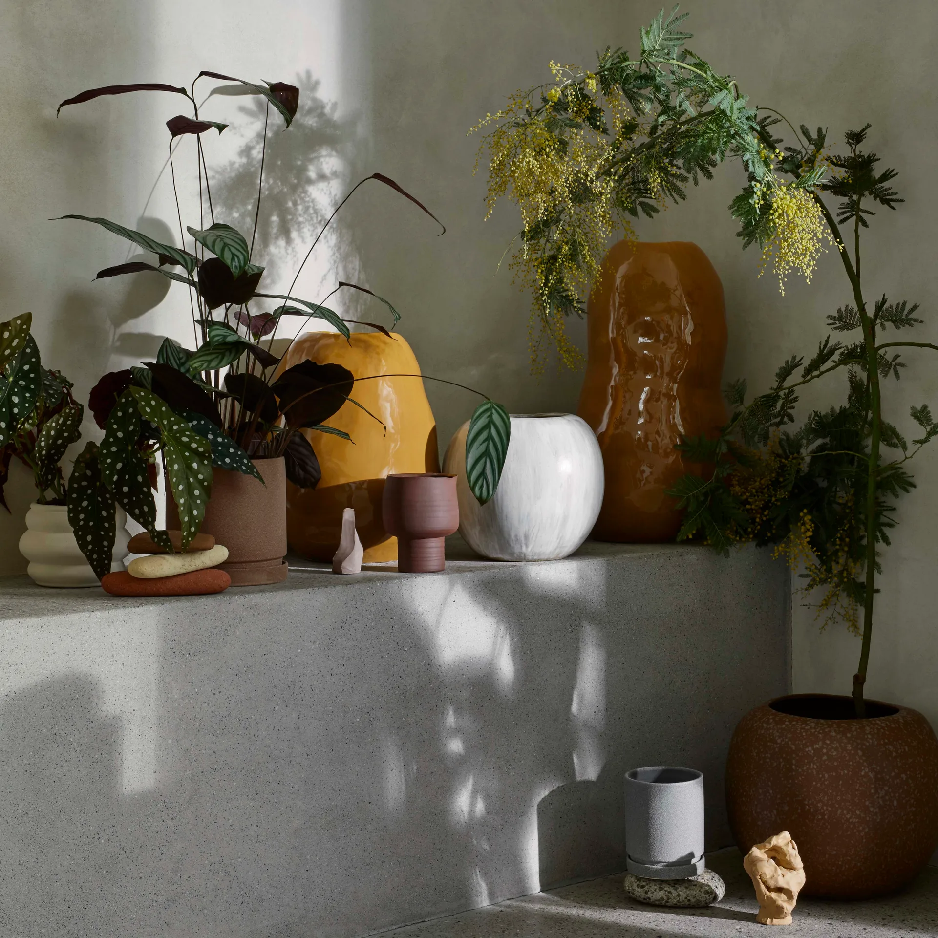 Polaris flower pot with saucer Ø14 cm, tradewinds blue Broste Copenhagen