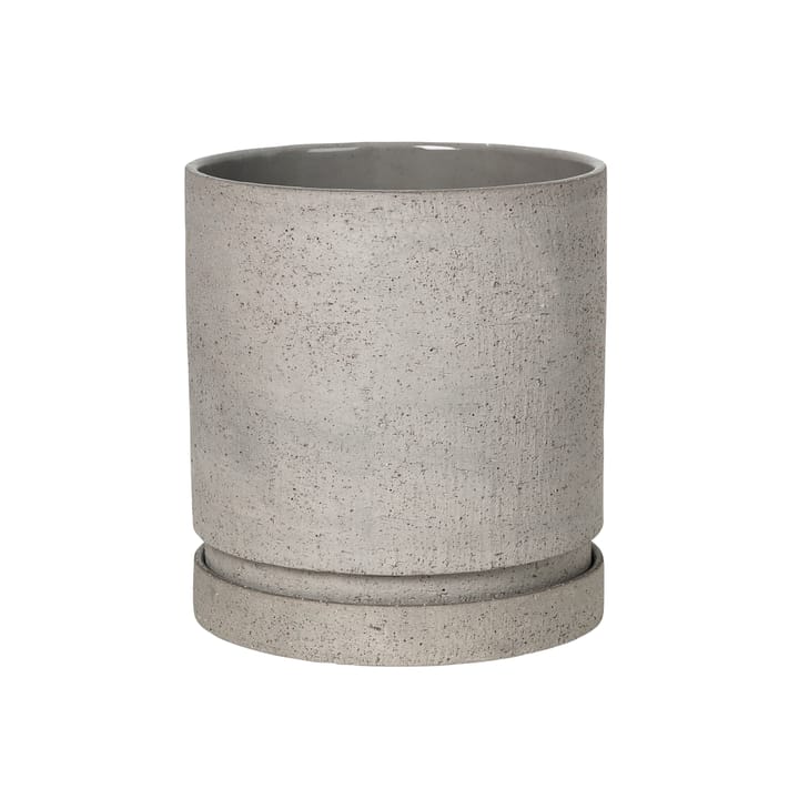 Polaris flower pot with saucer Ø20 cm - ceramic drizzle (grey) - Broste Copenhagen