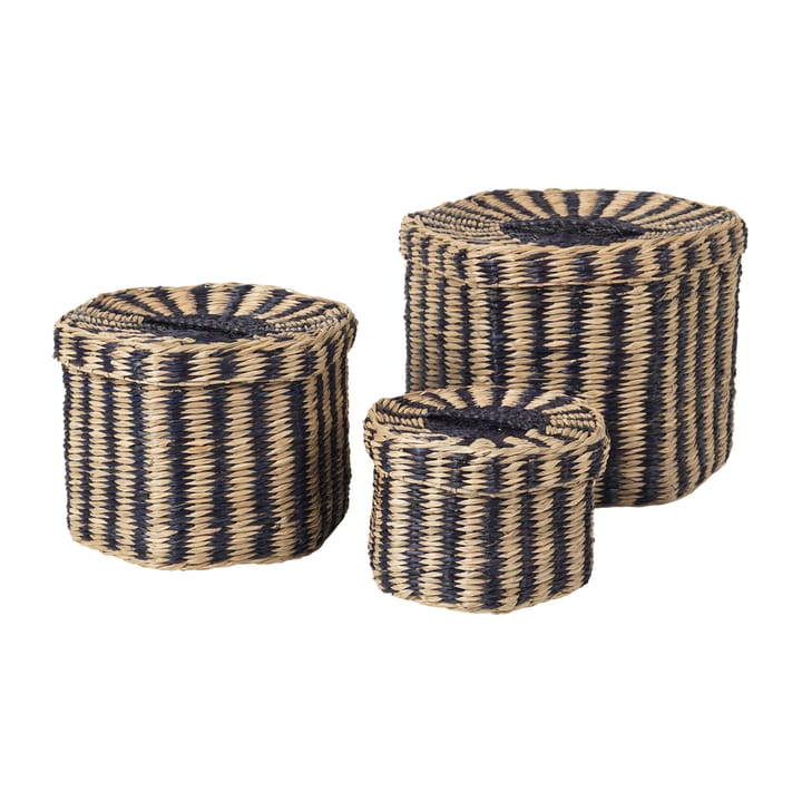 Polly storage box 3 pieces - Natural-black - Broste Copenhagen