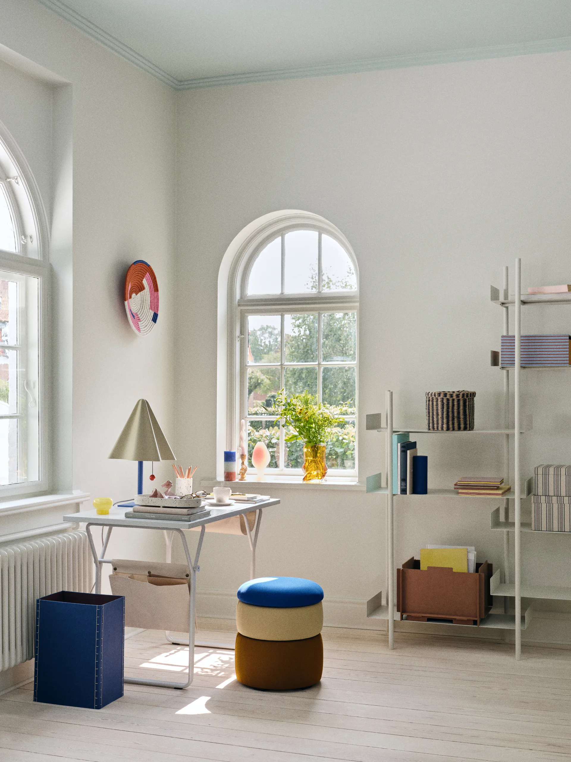 Pond pouffe 42 cm, Blue-sand-ochre Broste Copenhagen