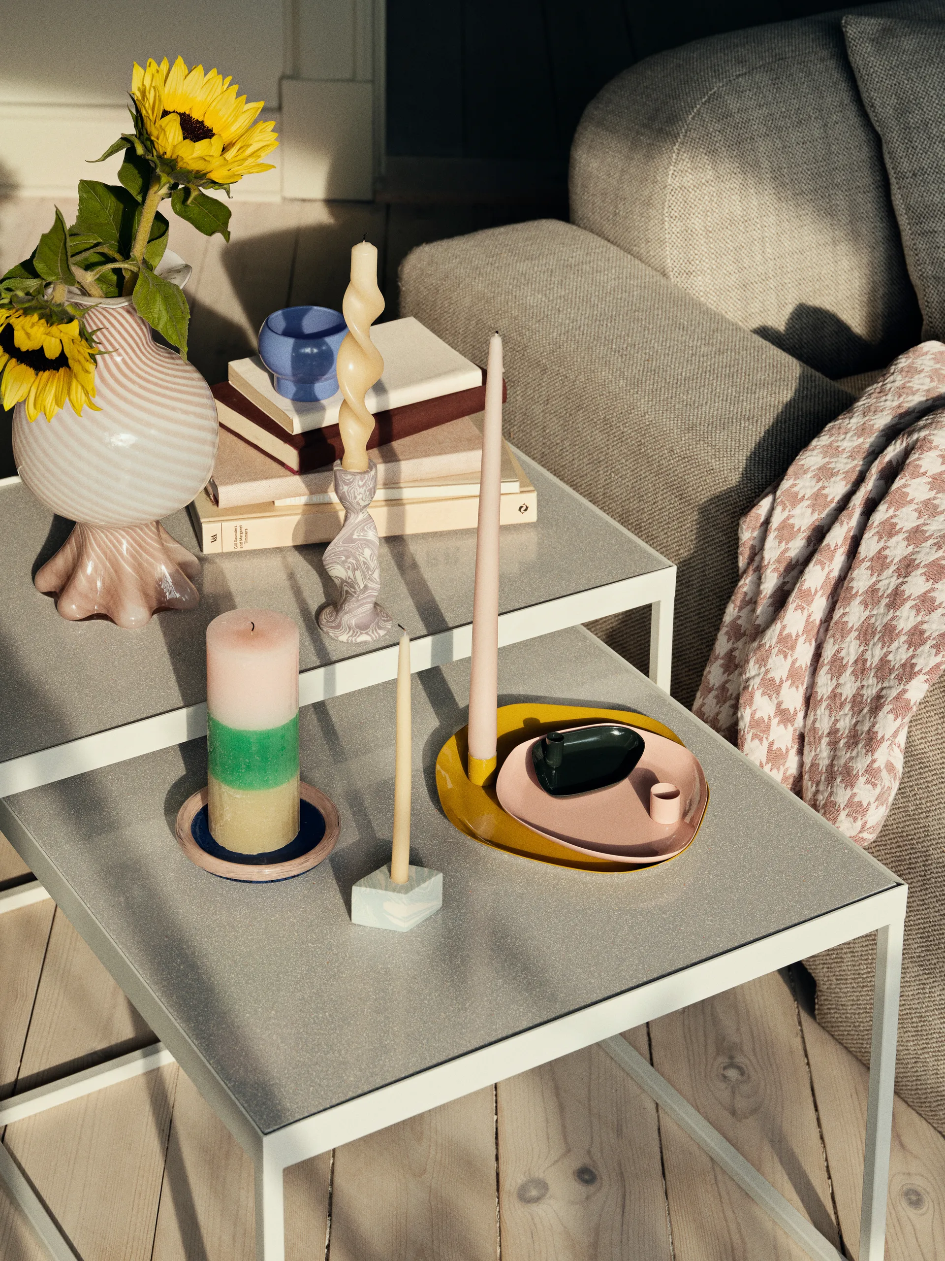 Rainbow block candle 17 cm, Strawberry field Broste Copenhagen