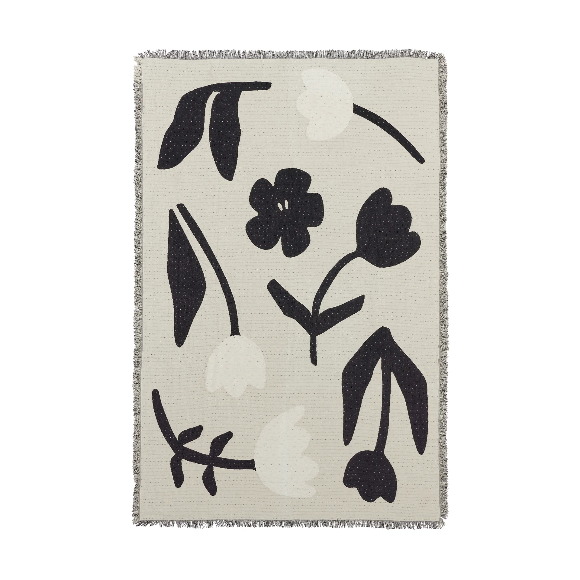 Rosita throw 130x180 cm, Black-off white. Broste Copenhagen
