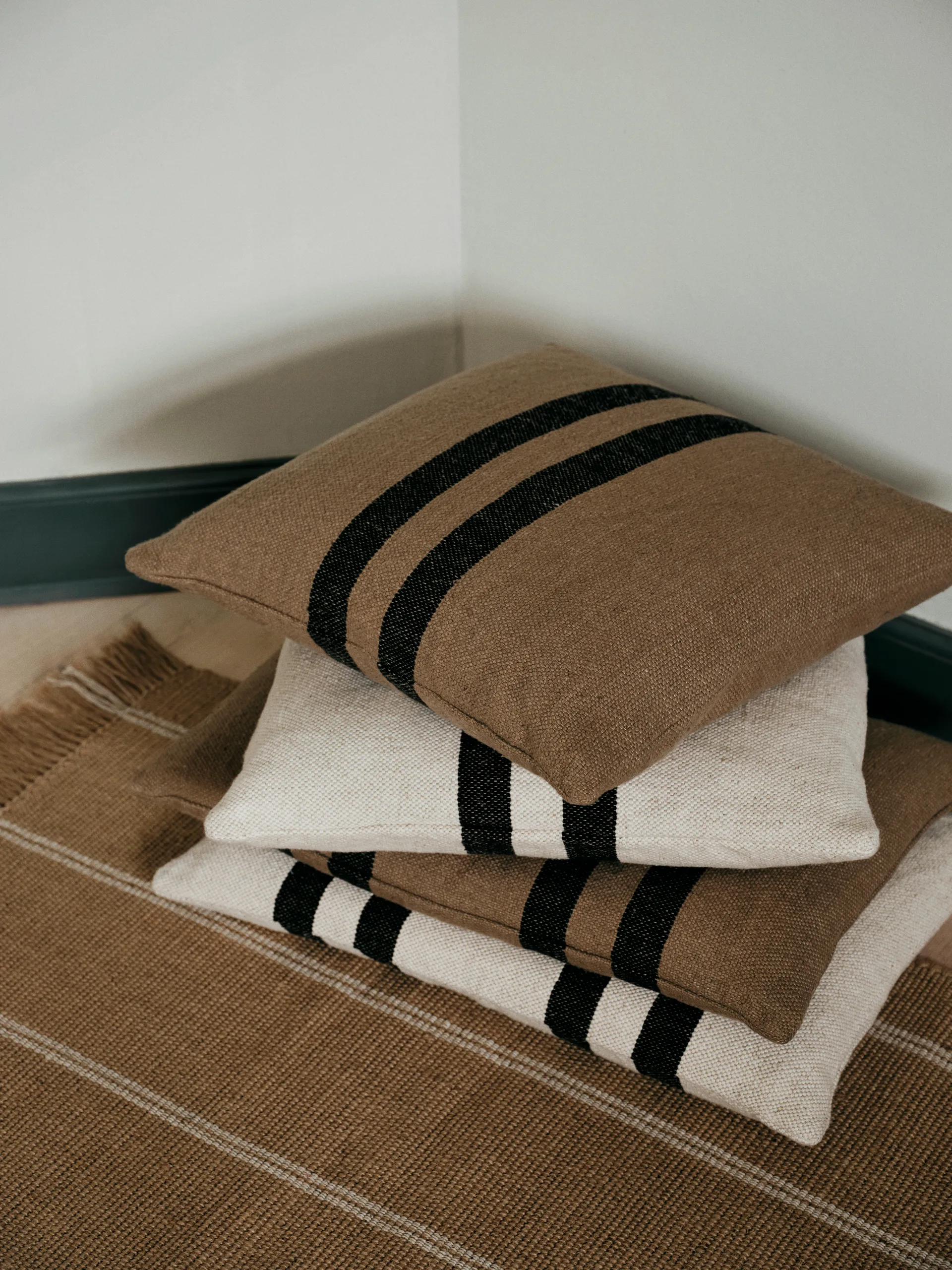 Sigrun cushion cover, Light beige-black, 40x60 cm Broste Copenhagen