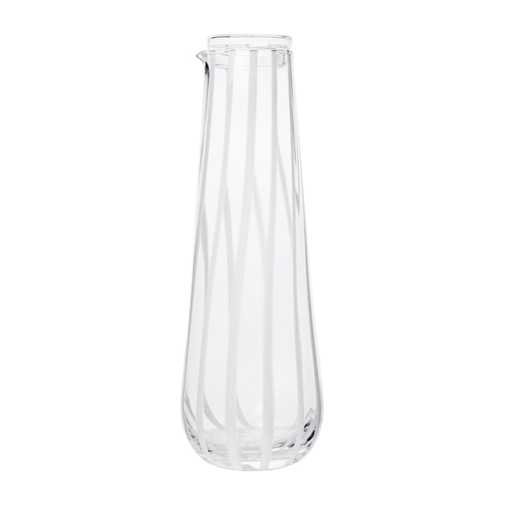 Stripe carafe with lid 0.8 l - Clear-white stripes - Broste Copenhagen