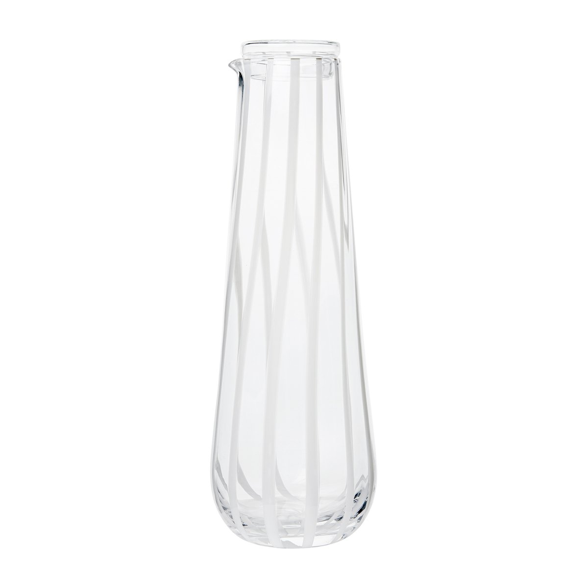 Broste Copenhagen Stripe carafe with lid 0.8 l Clear-white stripes