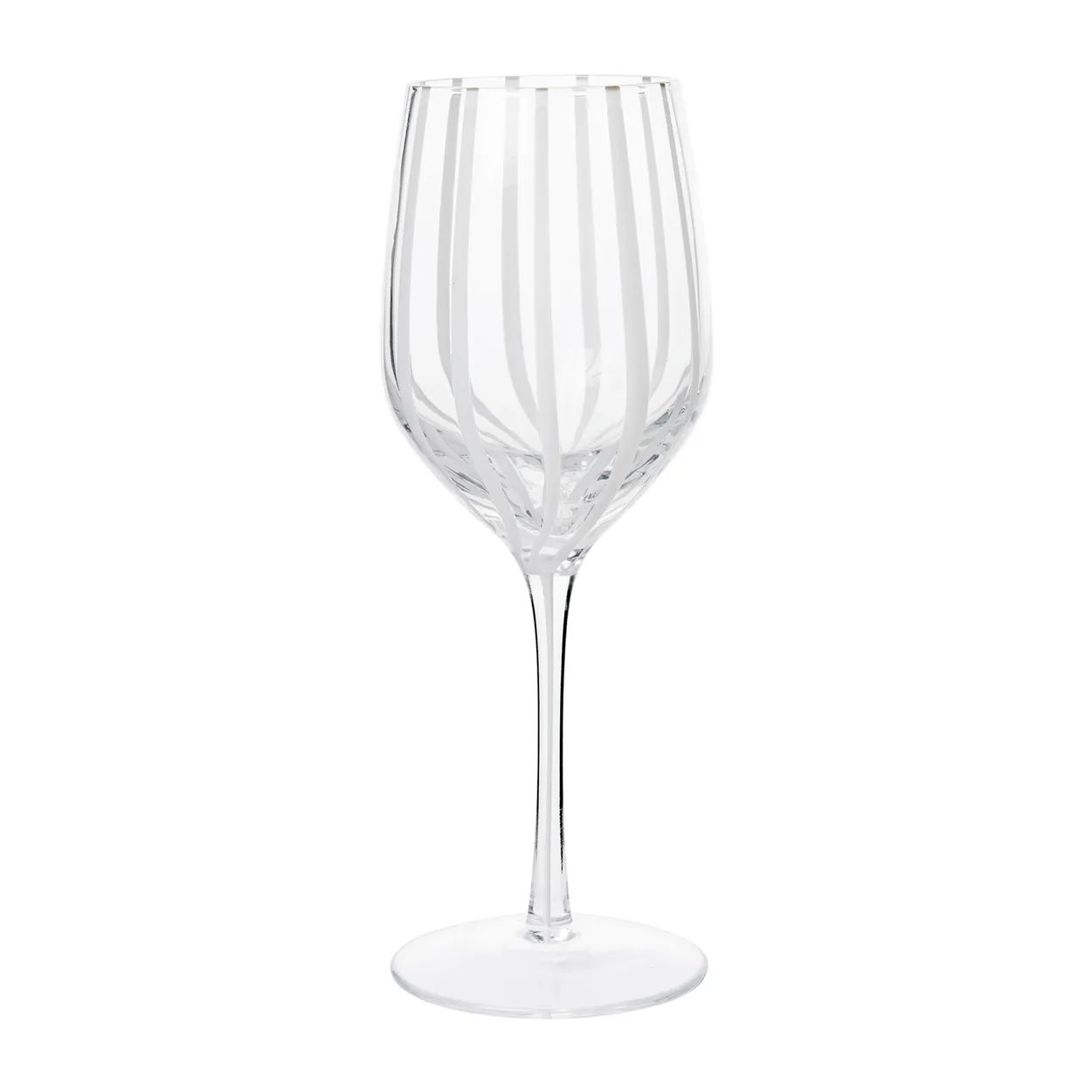 Broste Copenhagen Stripe white wine glass 35 cl Clear-white stripes