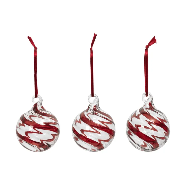 Swirl Christmas bauble - Deep Red-Clear - Broste Copenhagen