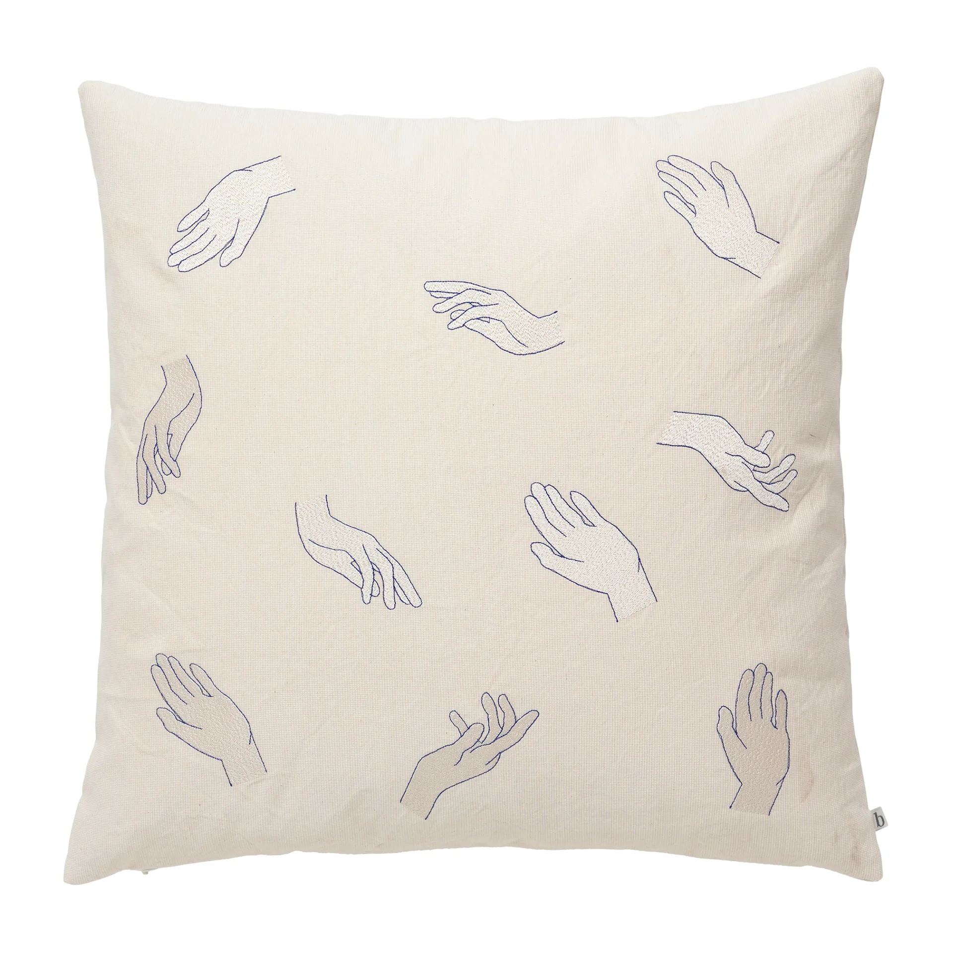 Touch pillowcase 50x50 cm, Intense blue-off white Broste Copenhagen