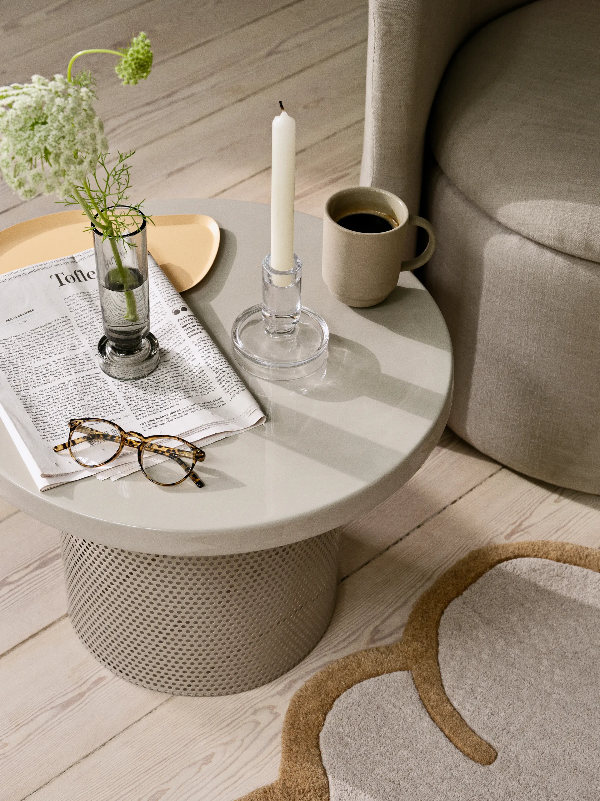 Tulina table Ø50x36 cm, Off white Broste Copenhagen